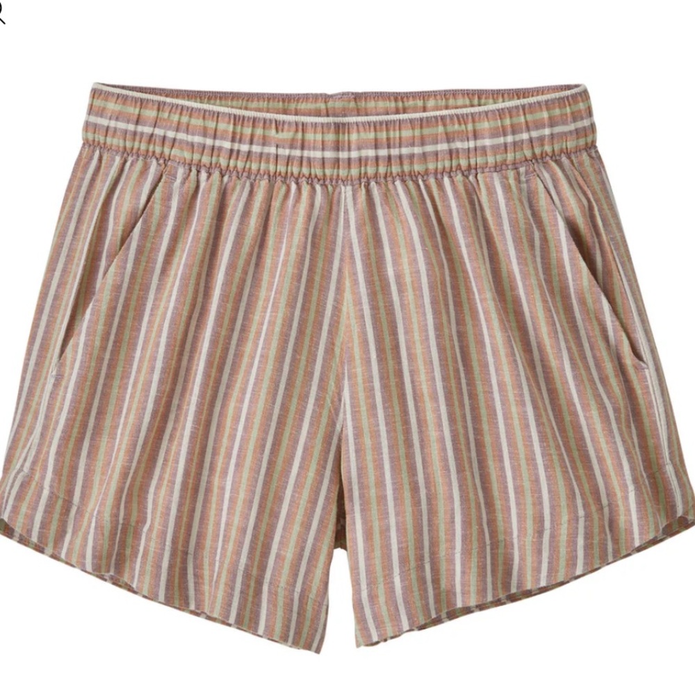 Patagonia Women's Garden Island Shorts Multicolor Striped Hemp 55% Size Small